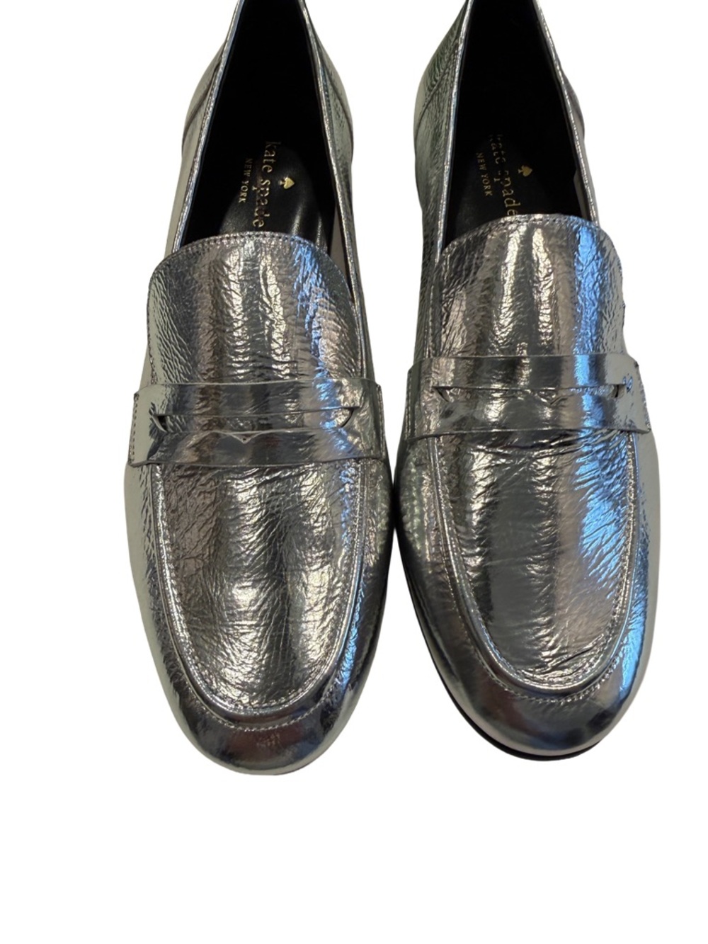 Kate Spade METALLIC SILVER Women's Genevieve Loafers, US 8 M NEW IN BOX - Picture 2 of 11